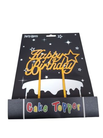 Cake Topper Happy Birthday Gold