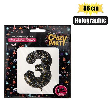 Balloon Foil Number 3 Holographic 86cm
