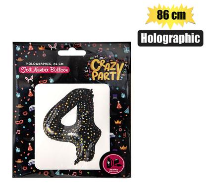 Balloon Foil Number 4 Holographic 86cm