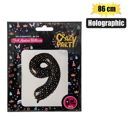 Balloon Foil Number 9 Holographic 86cm