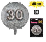 Balloon Foil Milestone Number 30 Silver 45cm