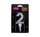 Cake Candles Silver Large Number 2
