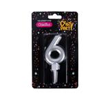 Cake Candles Silver Large Number 6