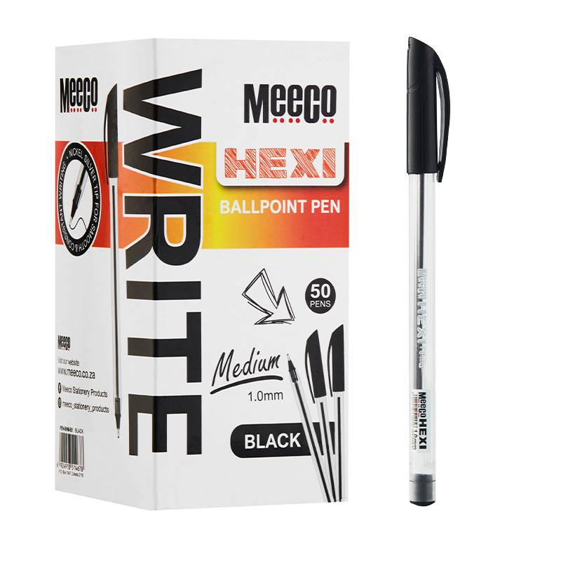 Hexi Ballpoint Pen Black Medium 1.0mm Box of 50