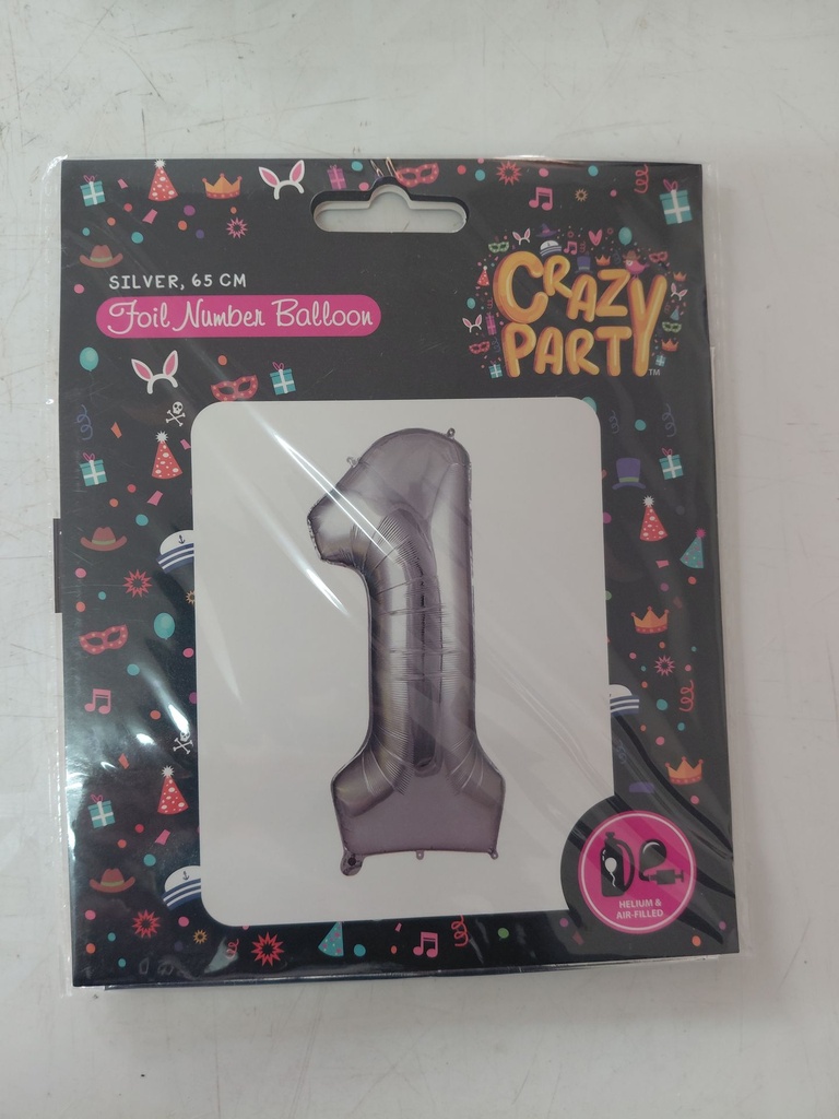 Balloon Foil Number 1 Silver 65cm