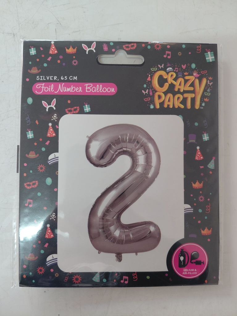 Balloon Foil Number 2 Silver 65cm
