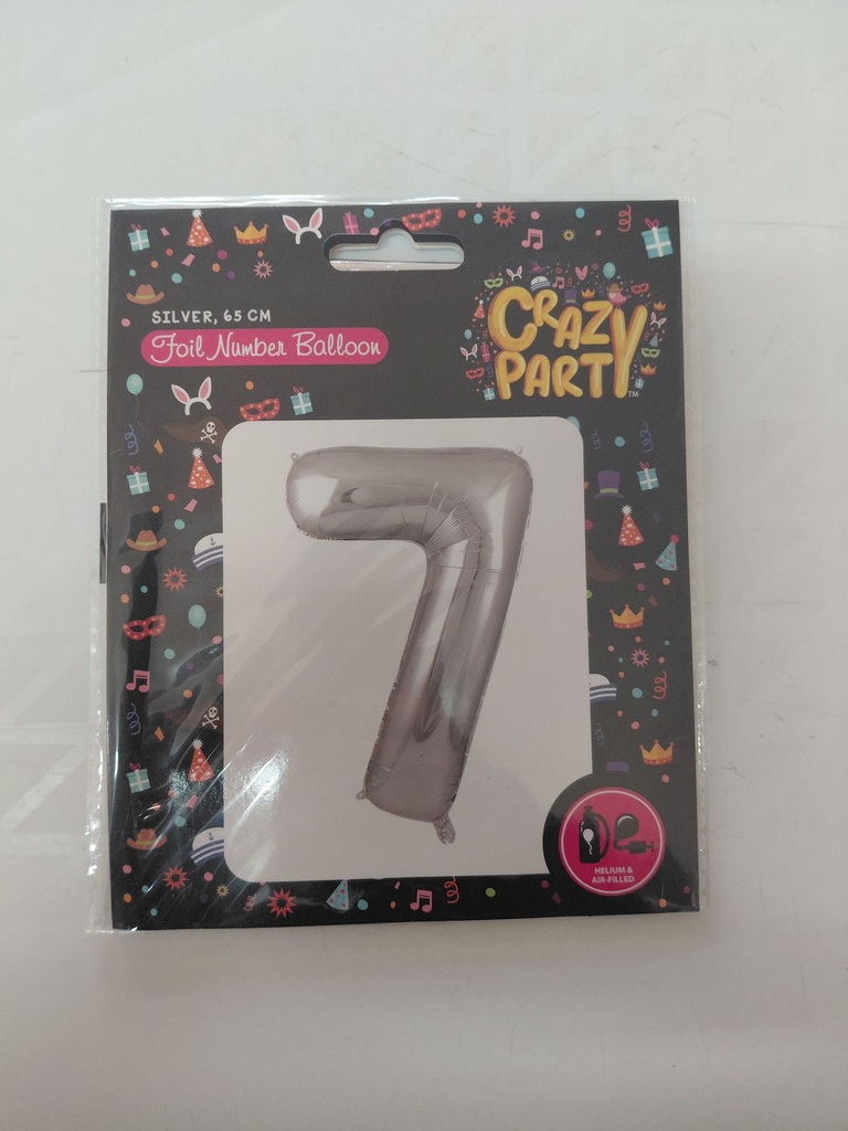 Balloon Foil Number 7 Silver 65cm