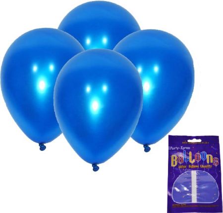Latex Metallic Balloons Blue 10's