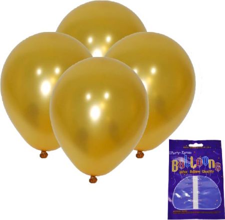 Latex Metallic Balloons Gold 10's