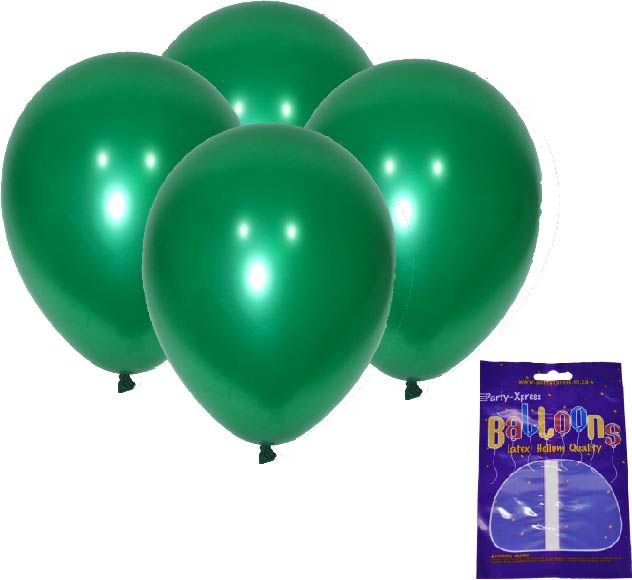 Latex Metallic Balloons Green 10's