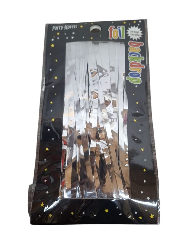 Foil Backdrop Curtain Silver 1x2m