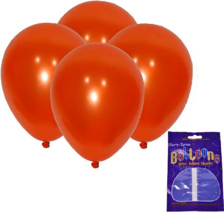 Latex Metallic Balloons Orange 10's