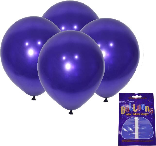 Latex Metallic Balloons Purple 10's