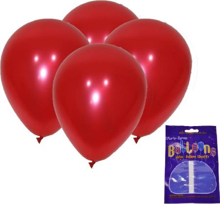 Latex Metallic Balloons Red 10's