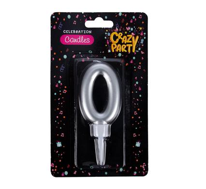 Cake Candles Silver Large Number 0