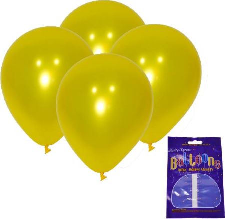 Latex Metallic Balloons Yellow 10's