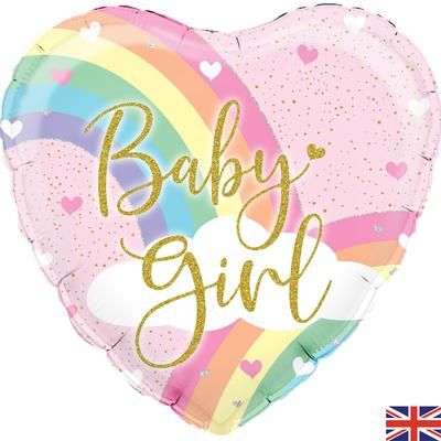 Balloon Foil Holographic Baby Girl Heart