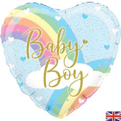 Balloon Foil Holographic Baby Boy Heart